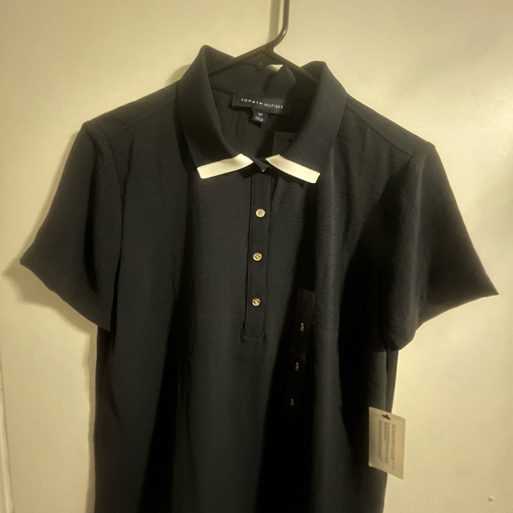 Tommy Hilfiger Navy Polo with White Collar